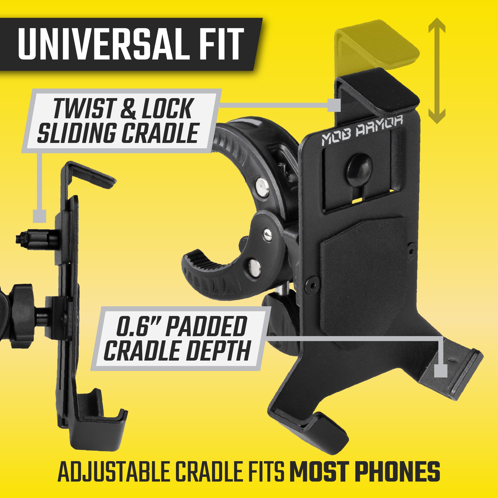 Mob Mount Claw - Phone Cradle for Motorcycle, ATV, Truck, Roll Cages