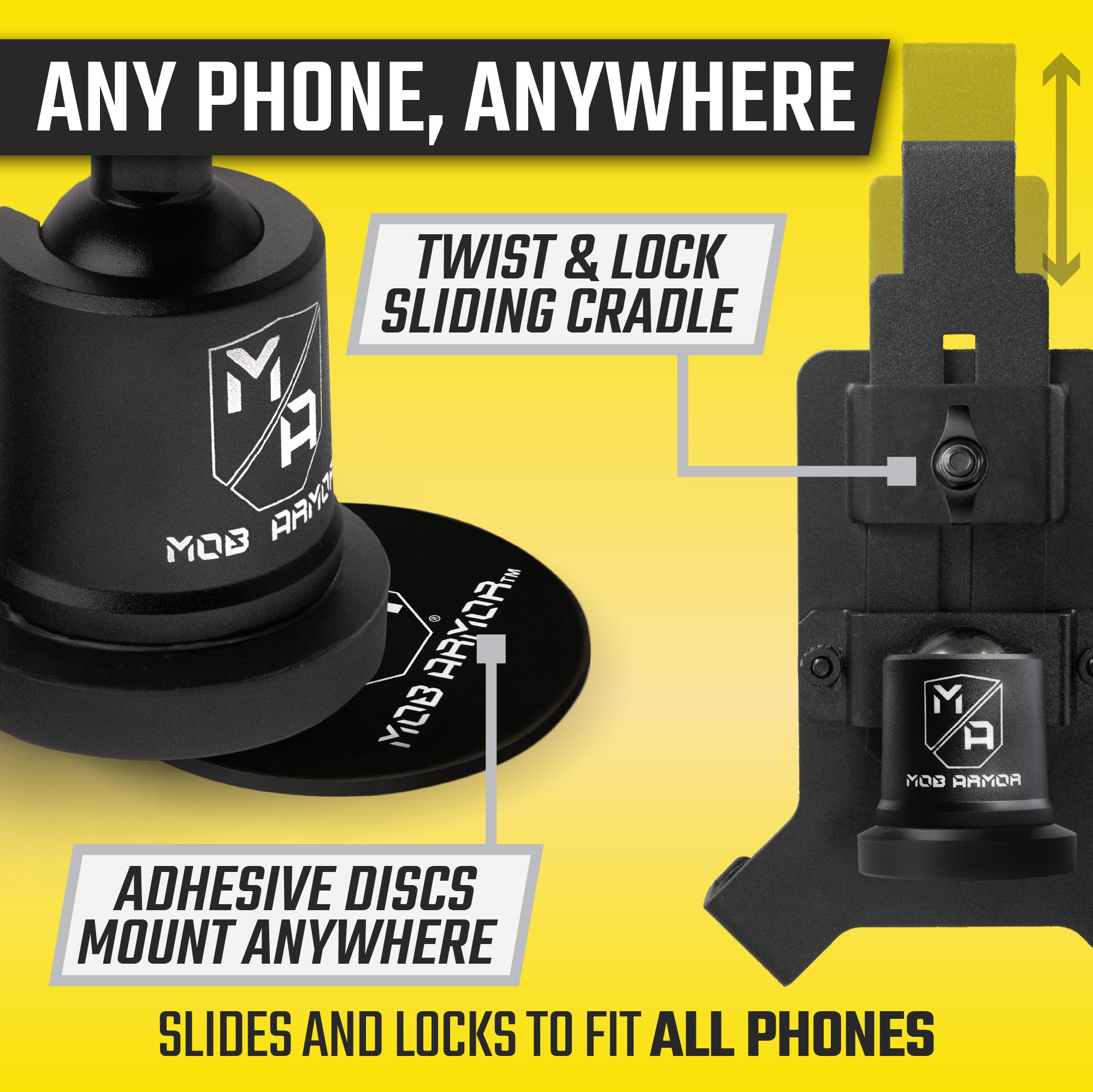 Mob Mount Magnetic - Phone Cradle for Dashboards & Closed Cab Vehicles