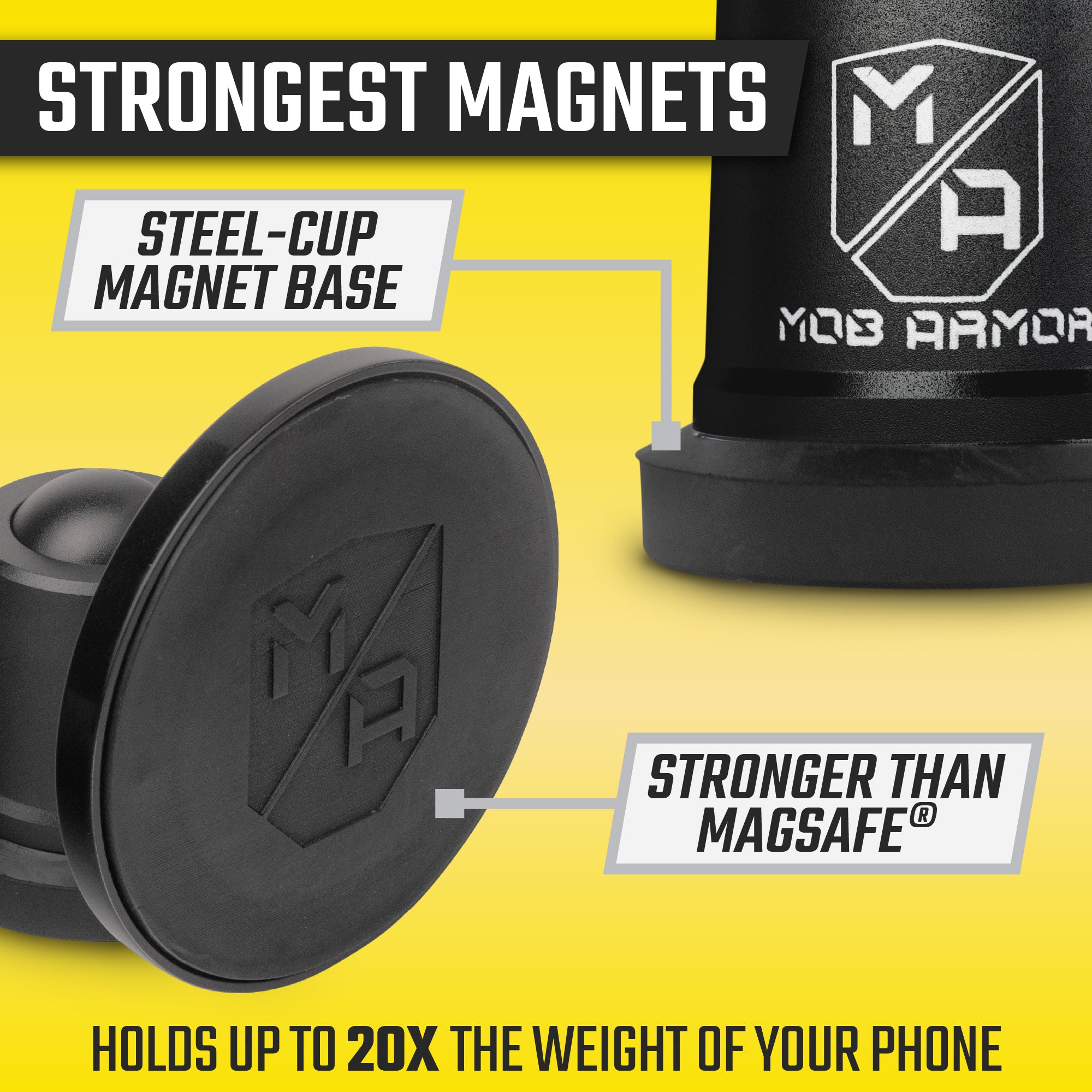 MobNetic Maxx .MS CHROME Finish | Non-Charging MagSafe® Magnetic Phone Mount