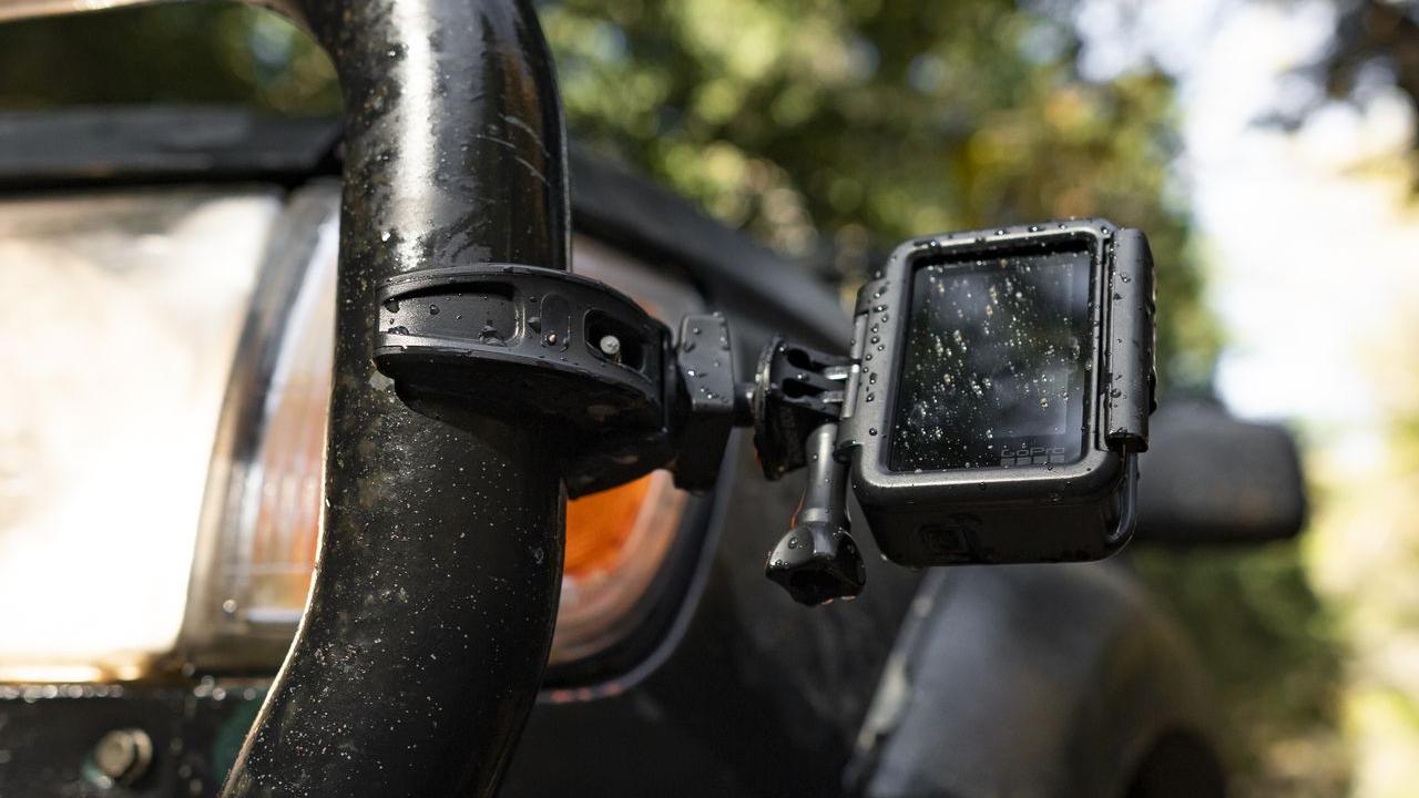 GoPro attached to Mob Armor Action Camera Mount