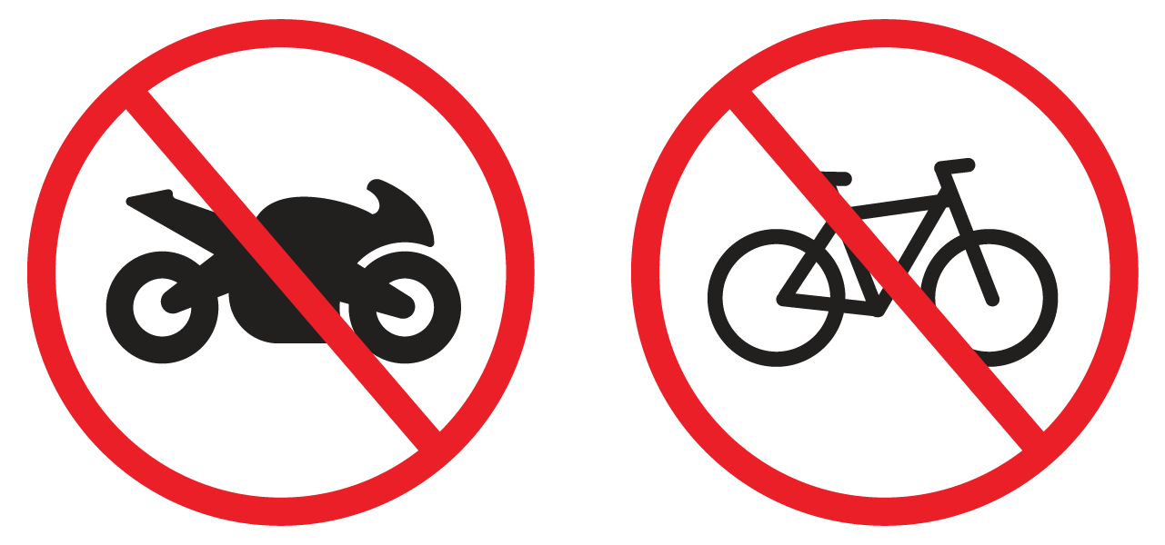not designed for use with motorcycles and bikes icon