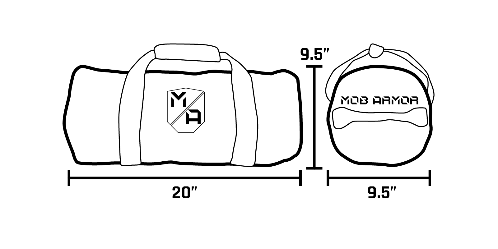 small duffel bag dimensions diagram